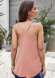 Delicate Lace V Back Strappy Top Light Pink - Mystique-Online