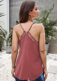 Delicate Lace V Back Strappy Top Rose - Mystique-Online