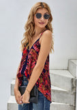 Extra Long Panel Tank Top Red Palm - Mystique-Online