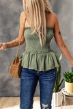 Green Strapless Smocked Tank Top