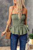 Green Strapless Smocked Tank Top