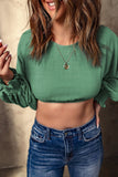 Bae Cotton Long Bubble Sleeve Crop Top