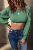 Bae Cotton Long Bubble Sleeve Crop Top