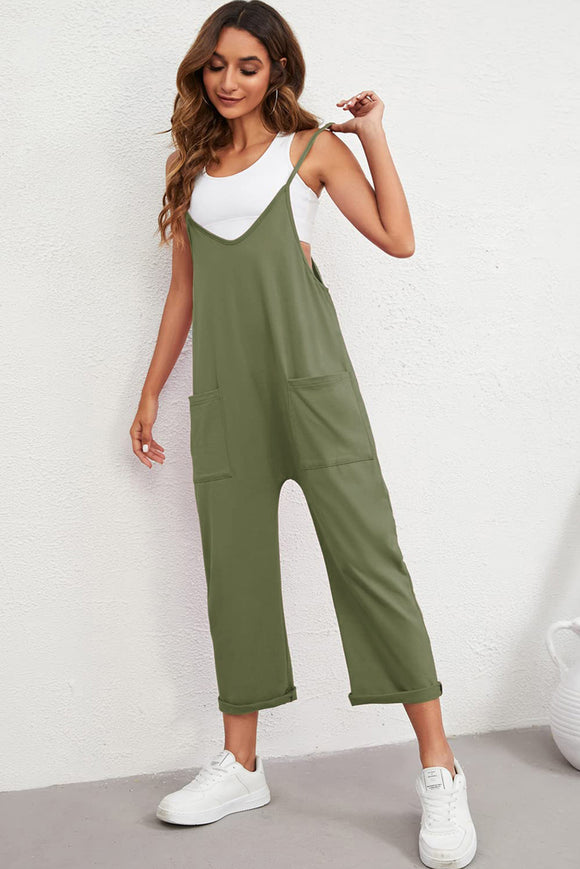 Green Straight Leg Pocketed Jumpsuit