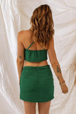 Green High waisted wrap skirt and Cropped Top