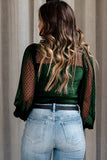 Green Polka Dot Ribbed Velvet Bodysuit