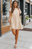 Beige eyelid Short Sleeve Mini dress