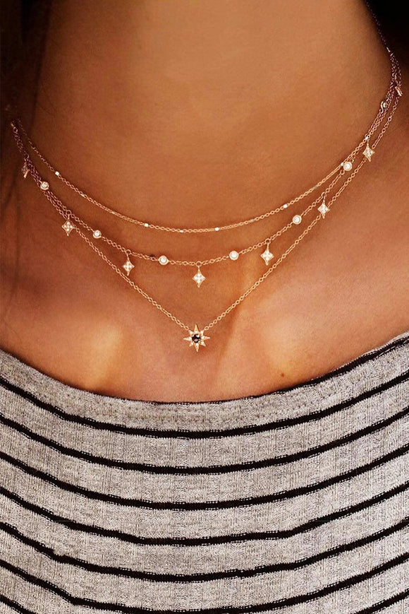 Star Chain Layered Necklace - Mystique-Online