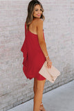 Red One Off Shoulder Flap Dress - Mystique-Online