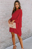 Red One Off Shoulder Flap Dress - Mystique-Online