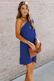 Blue One Off Shoulder Flap Dress - Mystique-Online