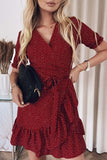 Red Boho Dotted Wrap Dress - Mystique-Online