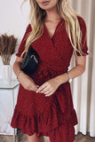 Red Boho Dotted Wrap Dress - Mystique-Online