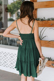 Green Ruffle Spaghetti Strap Dress - Mystique-Online