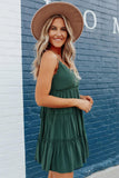 Green Ruffle Spaghetti Strap Dress - Mystique-Online