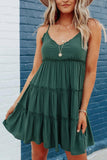 Green Ruffle Spaghetti Strap Dress - Mystique-Online