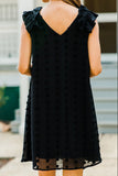 Black Ruffled Minis Dress with Swiss Dot - Mystique-Online