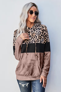 Leopard Print Colourblock Hoodie