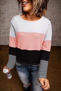 Pink Lexi Colour Block Long Sleeve Top