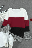 Wine Lexi Colour Block Long Sleeve Top