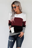 Wine Lexi Colour Block Long Sleeve Top