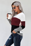 Wine Lexi Colour Block Long Sleeve Top