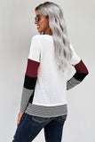 Wine Lexi Colour Block Long Sleeve Top