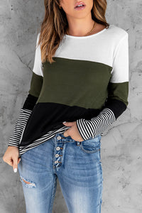 Green Lexi Colour Block Long Sleeve Top