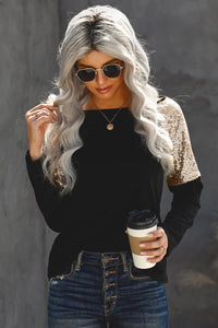 Black Sequins Long Sleeve Top - Mystique-Online