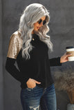 Black Sequins Long Sleeve Top - Mystique-Online