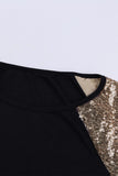 Black Sequins Long Sleeve Top - Mystique-Online