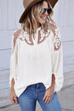 White Lace Shoulder Long Sleeve Blouse - Mystique-Online