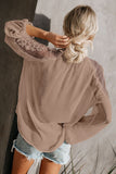 Pink Lace Shoulder Long Sleeve Blouse - Mystique-Online