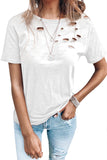 White Crew Neck with Holes Tee - Mystique-Online