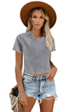 Ribbed Knit Crop Top in Grey - Mystique-Online