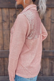 Pink Long Sleeve Ribbed Sequin Sweatshirt