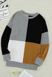 Grey Elegant Colour Block Pullover