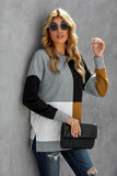 Grey Elegant Colour Block Pullover