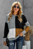 Grey Elegant Colour Block Pullover