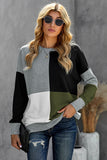 Green Elegant Colour Block Pullover