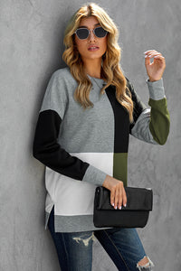 Green Elegant Colour Block Pullover