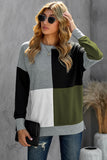 Green Elegant Colour Block Pullover