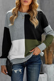 Green Elegant Colour Block Pullover