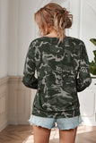 Green Camo Crisscross V Neck Top - Mystique-Online