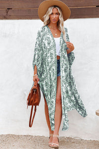 Green Turkish Kimono in Dolman Printed Sleeve