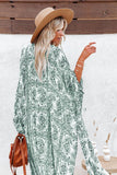 Green Turkish Kimono in Dolman Printed Sleeve