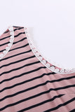 Pink Lace Trim Stripe Top