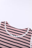 Pink Lace Trim Stripe Top