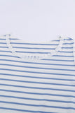 Sky Blue Lace Trim Stripe Top