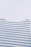 Sky Blue Lace Trim Stripe Top